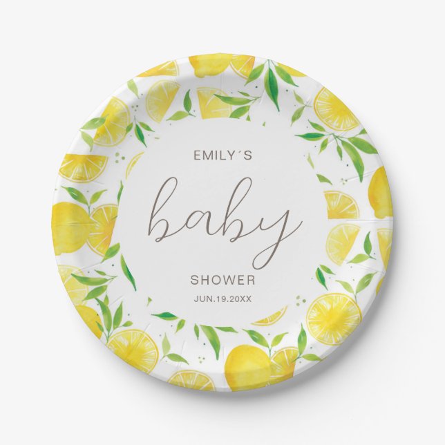 Prato De Papel Chá de fraldas de Verão Personalizado de Lemon Wat (Frente)