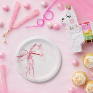 Prato De Papel Chá de fraldas de Watercolor Arco Rosa Elegante