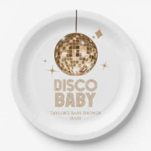 Prato De Papel Chá de fraldas 'Disco Baby' da Bola Disco Dourada