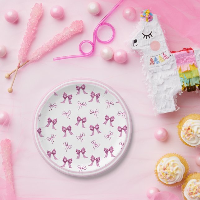 Prato De Papel Chá de fraldas do Arco rosa-claro (Festa)