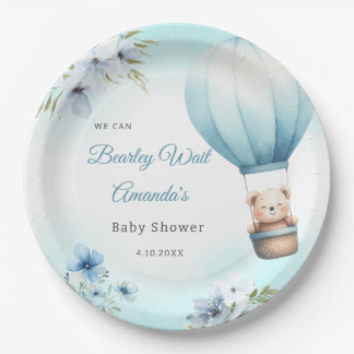 Prato De Papel Chá de fraldas do Urso Azul Floral Boho Teddy