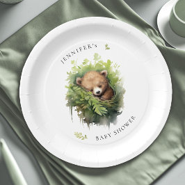 Prato De Papel Chá de fraldas do Urso de Dormência em Aquarela