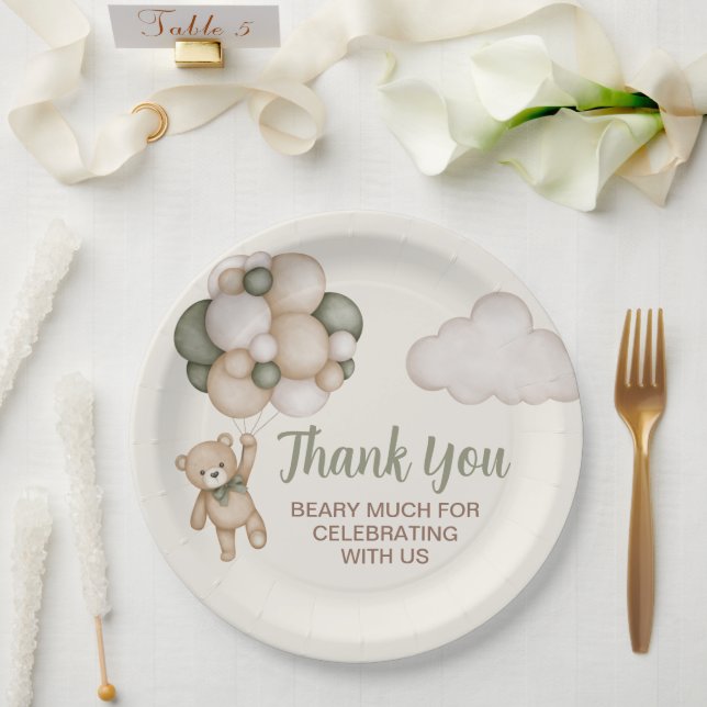 Prato De Papel Chá de fraldas do Urso de Teddy (Casamento)