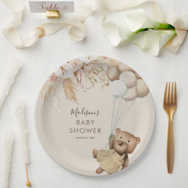 Prato De Papel Chá de fraldas do Urso de Teddy Pampas Grass Boho