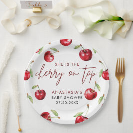 Prato De Papel Chá de fraldas doce de cereja