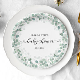 Prato De Papel Chá de fraldas Eucalyptus Greenery Boho Rustic