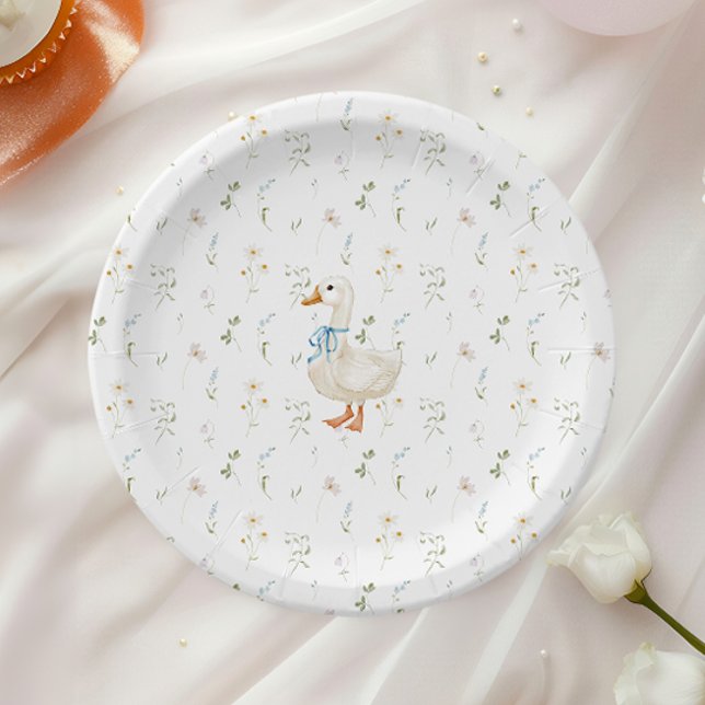 Prato De Papel Chá de fraldas Floral Bobo Ganso Azul Arco Azul (Criador carregado)