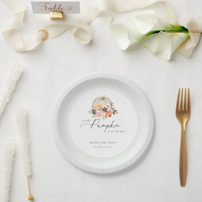 Prato De Papel Chá de fraldas Floral de Abóbora Terrestre (Casamento)