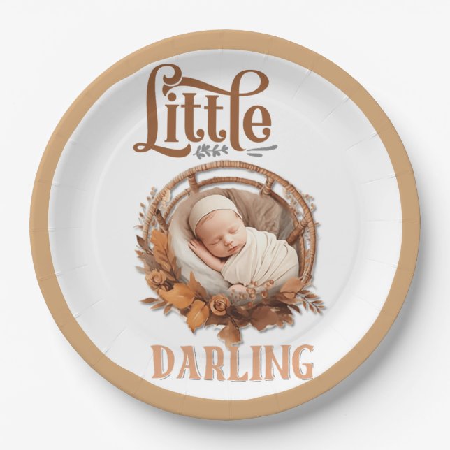 Prato De Papel Chá de fraldas Floral Rustic Boho (Frente)