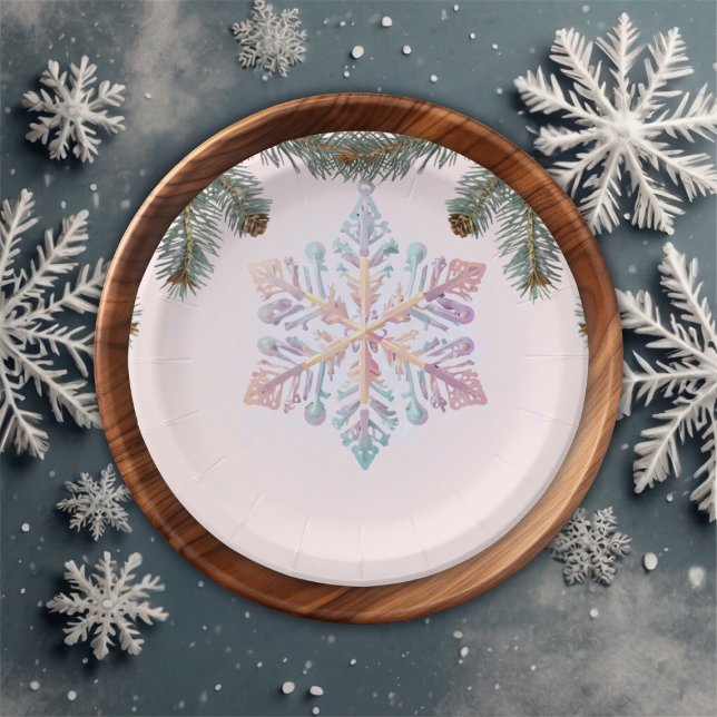 Prato De Papel Chá de fraldas giro moderno de inverno Flocos de n (Criador carregado)