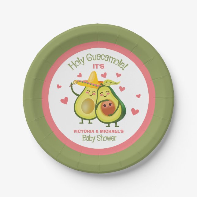 Prato De Papel Chá de fraldas Guacamole Avocado - Placa (Frente)