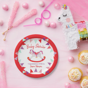 Prato De Papel Chá de fraldas hobby cavalo watecolor personalizad