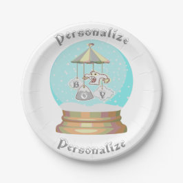 Prato De Papel Chá de fraldas Inverno-cinza Oleti neve globo-azul