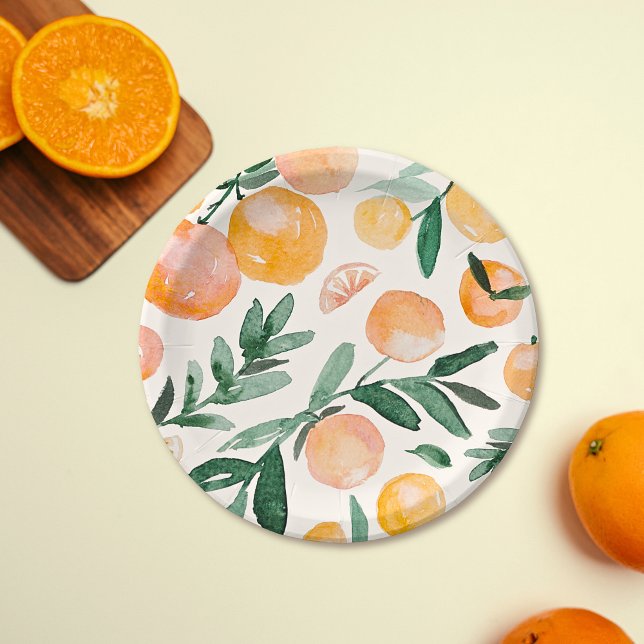 Prato De Papel Chá de fraldas Laranja de Citrus Cute Moderno (Criador carregado)
