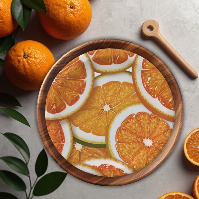 Prato De Papel Chá de fraldas Laranja de Citrus Elegante Moderno (Criador carregado)