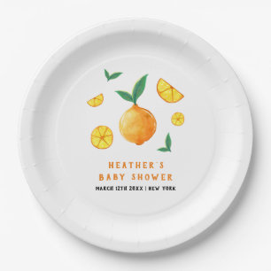 Prato De Papel Chá de fraldas Laranja de Citrus Modern Watercor