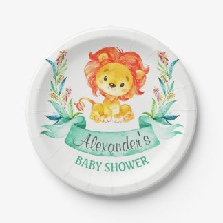 Prato De Papel Chá de fraldas Leão de Aquarela