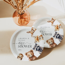 Prato De Papel Chá de fraldas Moderno de Animais da Floresta