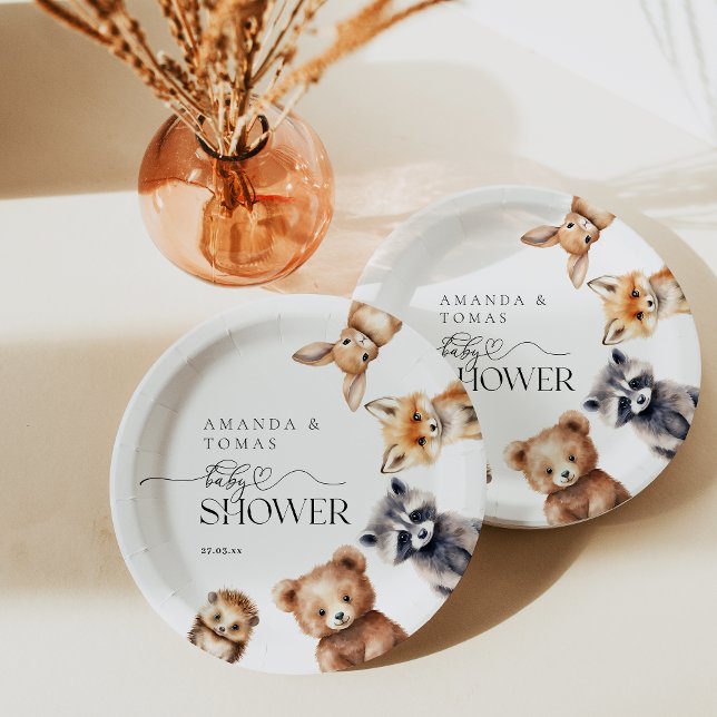 Prato De Papel Chá de fraldas Moderno de Animais da Floresta (Criador carregado)