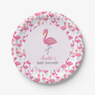 Prato De Papel Chá de fraldas Moderno Flamingo Rosa