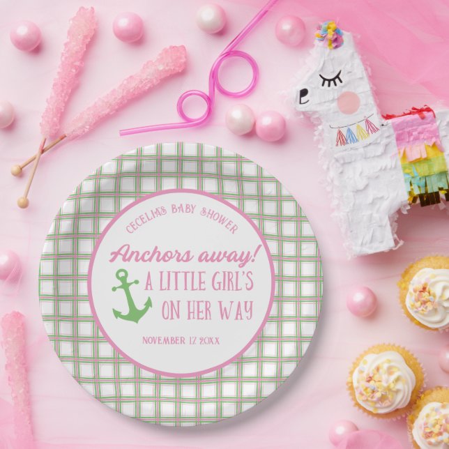 Prato De Papel Chá de fraldas Náutico Da Rapariga Anchura (Festa)