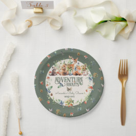 Prato De Papel Chá de fraldas Neutro de Aventura de Animais de Fl