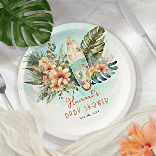 Prato De Papel Chá de fraldas neutro de Surf tropical em Conselho