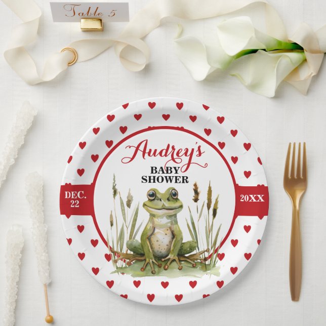 Prato De Papel Chá de fraldas ou aniversário de Sapo bonito (Casamento)