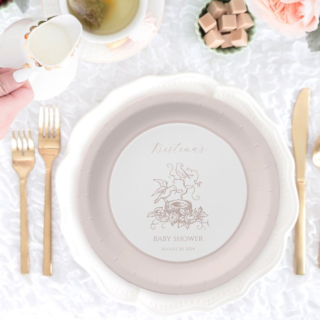 Prato De Papel Chá de fraldas Pássaro Rosa (Criador carregado)