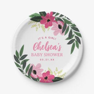 Prato De Papel Chá de fraldas Personalizado Floral Tropical