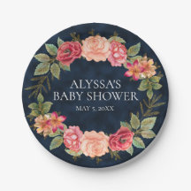 Chá de fraldas Personalizado Floral Vermelho Cor-d