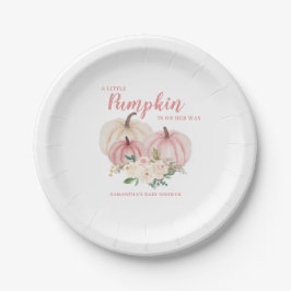 Prato De Papel Chá de fraldas Personalizado Pumpkin Rosa Pequeno