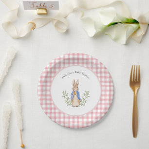 Prato De Papel Chá de fraldas Peter Rabbit Pink Gingham