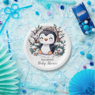 Prato De Papel Chá de fraldas Pinguim Bonito e adorável