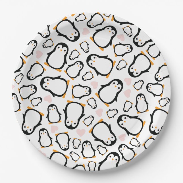 Prato De Papel Chá de fraldas Pinguim Gelado - Menino Azul (Frente)