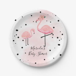 Prato De Papel Chá de fraldas preto & cor-de-rosa moderno