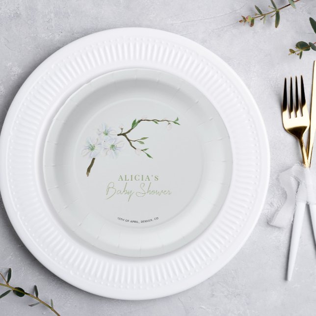 Prato De Papel chá de fraldas primavera pastel azul-floral (Criador carregado)