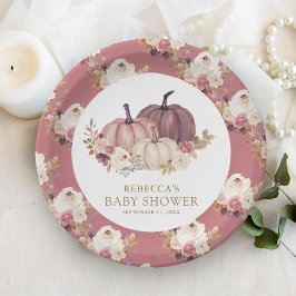 Prato De Papel Chá de fraldas Pumpkin Floral Rosa-Rosa Dusty