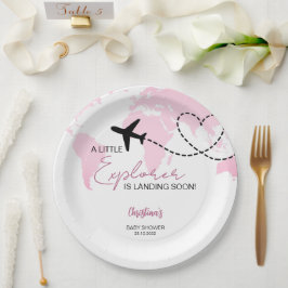 Prato De Papel Chá de fraldas Rosa do Mapa do Mundo do Little Exp