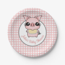 Chá de fraldas Rosa Gingham Piggy