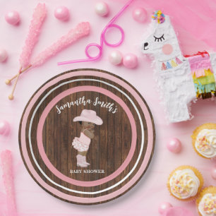 Prato De Papel Chá de fraldas rosa ocidental de menina AA