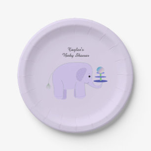 Prato De Papel Chá de fraldas roxo do elefante