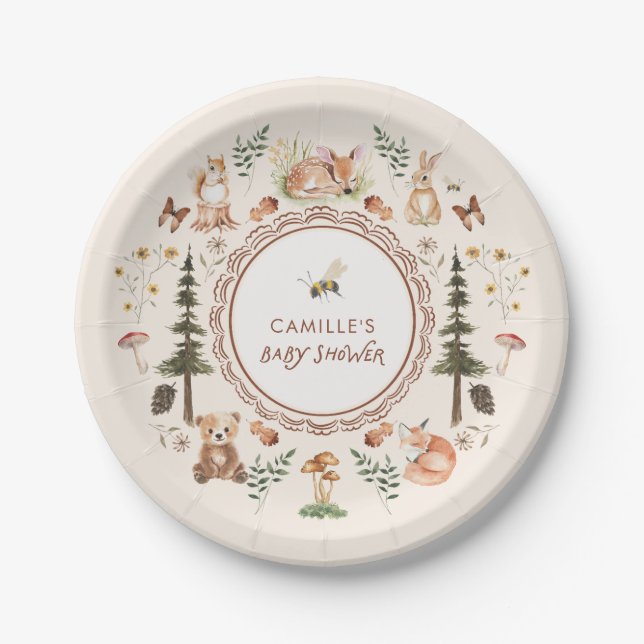Prato De Papel Chá de fraldas Rustic Woodland Winter Boy (Frente)