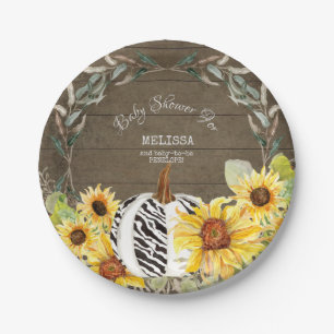 Prato De Papel Chá de fraldas Rústico Zebra Branca de Pumpkin G