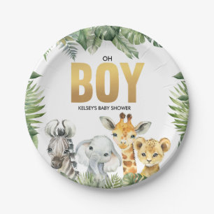 Prato De Papel Chá de fraldas Safari Oh Boy Jungle Party Placas