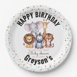 Prato De Papel Chá de fraldas Selvagem de Animais Safari