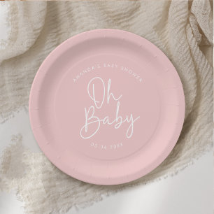 Prato De Papel Chá de fraldas Simples Bebê Cor-de-rosa Moderno