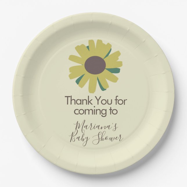 Prato De Papel Chá de fraldas simples Girassóis (Frente)