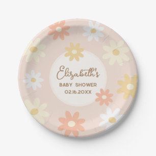 Prato De Papel Chá de fraldas Simples Retro Chic Daisy Boho Girl