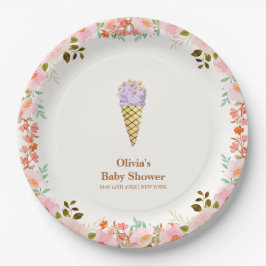 Prato De Papel Chá de fraldas Sorvete de colher de jardim rosa